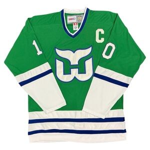 Vintage CCM Ron Francis #10 Hartford Whalers Green Home NHL Hockey Jersey XL 52